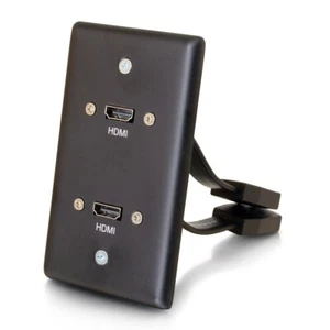 Dual HDMI® Pass Through Single Gang Wall Plate-Black-C2G - Picture 1 of 7