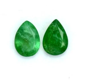 Natural Emerald Pear Cut Pair 7x5 mm 1.59 CTS Untreated Loose Certified Gemstone - Picture 1 of 3
