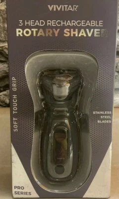 Afeitadora giratoria recargable Vivitar de 3 cabezales agarre suave al tacto con recortadora emergente Foto 1 de 3