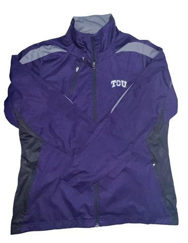 TCU Horned Frogs Antigua Womens Large Jacket Full Zip Purple Black Cover