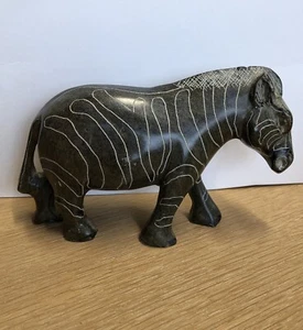 Hand Carved Stone Zebra Approx 14cm Long 8cm High - Picture 1 of 17