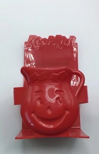 Vintage selten Kool-Aid Pakethalter rot Kunststoff mit Smiley Gesicht & magnetischer Rückseite - Bild 1 von 7