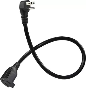 SPARKING 90-Degree Flat Plug Short Extension Cord - 1.5FT Black Flat Wall Head 3 - Picture 1 of 12