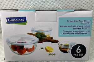 Glasslock 6 Piece Food Storage Airtight Glass Food Storage Containers Tempermax - Picture 1 of 13
