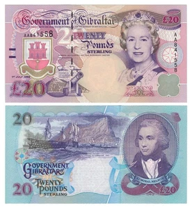 Gibraltar 20 Pounds (1.7.1995) - QE II/Admiral Nelson, p-27 UNC - Picture 1 of 3