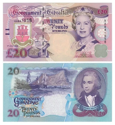 Gibraltar 20 Pounds (1.7.1995) - QE II/Admiral Nelson, p-27 UNC - Image 1 of 3