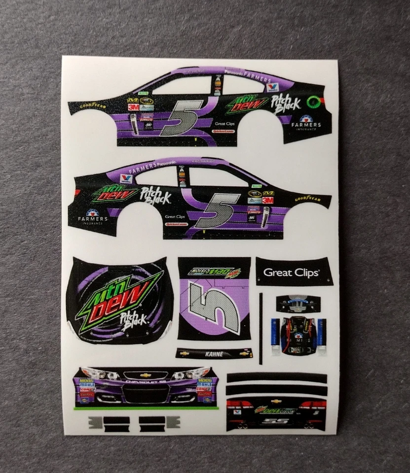 2016 Custom Kasey Kahne #5 Mtn Dew Pitch Black 1/64 Peel & Stick Decals - Image 1 of 1