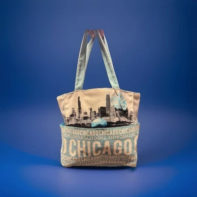 Robin Ruth Chicago Skyline Bag Handbag Tote Black & White Purse Cityscape Zip - Image 1 of 4