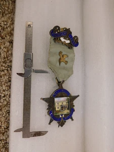 Antiguo Wallwood Lodge 1930 esmalte plata esterlina Fundador No. Medalla Fraterna 5143 - Imagen 1 de 6