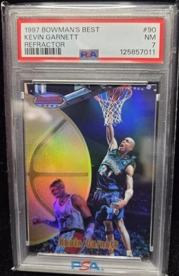 Bowman's Best Refractor #90 1997 Kevin Garnett PSA 7 - Timberwolves Foto 1 de 2