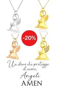 Collana Ciondolo Donna Angelo Custode Amen in Argento 925 Rodiato lucido - Foto 1 di 8