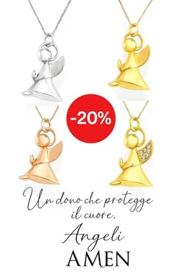 Collana Ciondolo Donna Angelo Custode Amen in Argento 925 Rodiato lucido - Immagine 1 di 2