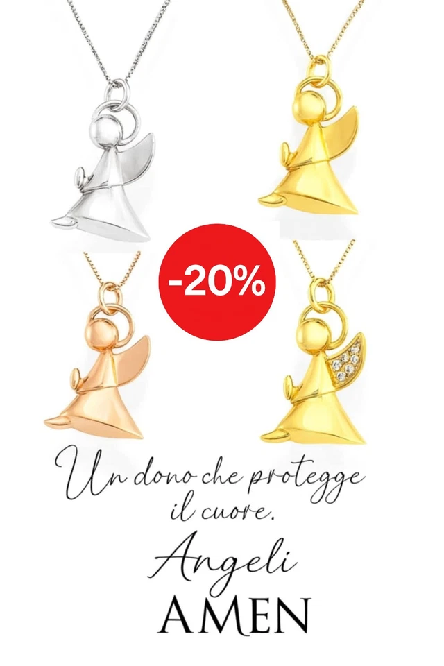 Collana Ciondolo Donna Angelo Custode Amen in Argento 925 Rodiato lucido - Immagine 1 di 2