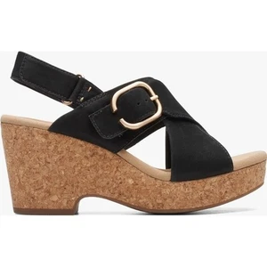 Sandali donna Clarks neri con zeppa in nabuk GISELLE colomba taglia 7,5 nuovi con scatola - Foto 1 di 10