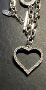 7,5" JLO versilbert Knebel Bettelarmband mit offenem Herzen Charm - Bild 1 von 9