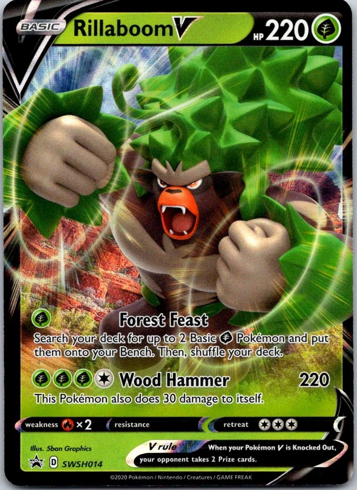 Rillaboom V Promo SWSH: Sword & Shield Promo Cards SWSH014 NM - Image 1 of 1
