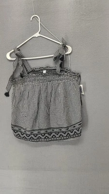Old Navy Women Plaid Tank Top L Black White Tie Strap Sleeveless Casual Relaxed - Изображение 1 из 4