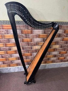 Elegant 34 String Black Lever Harp Professional Concert Model With Tuning Key - Picture 1 of 3