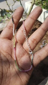 Collana in argento sterling 925 con pietre preziose multi tormalina +... - Foto 1 di 10