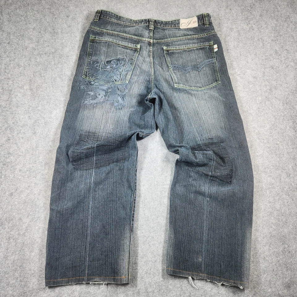 Pantalones de mezclilla vintage índigo 30 para hombre 44x34 se adapta a 31" azul hip hop Y2K holgados ropa de calle Foto 1 de 4