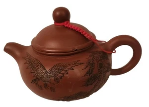 VTG China Yixing Hand Made Zisha Pottery Tea makers, Etched Dragon/Tree Tea Pot - Picture 1 of 10