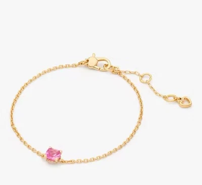KATE SPADE NY LITTLE LUXURIES CHAIN SOLITAIRE BRACELET IN ROSE PINK NWT - Image 1 of 4