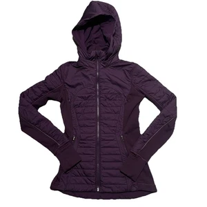 Chaqueta acolchada Lululemon para mujer talla 2 púrpura acolchada cremallera completa capucha primera milla - Imagen 1 de 20