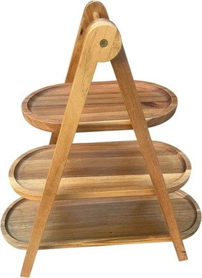 große Etagere Akazienholz Cupcakeständer Obstkorb Sushi Snacks Geschenkidee Holz - Bild 1 von 4