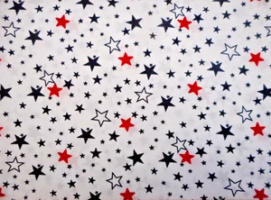 Patriotic Fabric 6 Yard Red White Blue Stars on White 58" Wide Cotton Blend - Picture 1 of 2