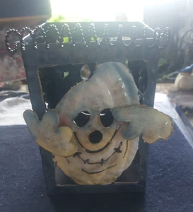 Vintage Decorative Ghost Halloween Lantern Candle Holders 5.5x8 - Picture 1 of 9