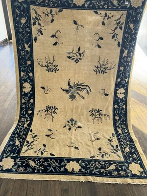 Antigua alfombra china Art Deco Pekín 7’7x5’2 alrededor de 1900 hermosa hallazgo raro Foto 1 de 4