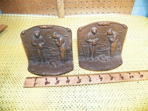 Vintage Buchstützen "Dankevolle Ernte" aus Bronzeguss - Bild 1 von 5