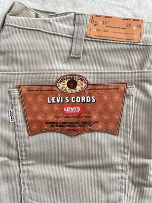 Pantalones de pana vintage años 80 Levi’s 519 pierna recta beige hechos en EE. UU. 34x36 NUEVO Foto 1 de 4