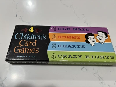 2002 Think Fun 4 Children's Card Games-Crazy 8-Hearts-Old Maid-Rummy - Image 1 of 3