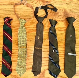 Boys Ties Clip-On Neckties & Adjustable Kids Lot Of 5 - Picture 1 of 9