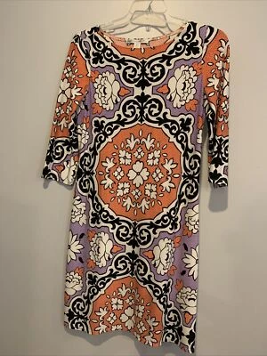 Vestido Vaina Maggy London Para Mujer Multi Paisley Manga 3/4 Cuello Barco Talla 10 Usado en Excelente Condición Foto 1 de 4