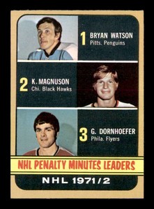 1972 Topps #65 Bryan Watson/Keith Magnuson/Gary Dornhoefer League Leader NM/NM+ 