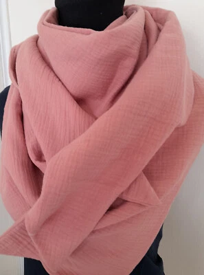 Loop - Schal ca. 25 x 130 oder Dreieckstuch ca. 130 x 130 cm uni blush - Bild 1 von 2