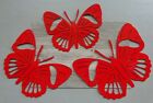 New Set Of 3 Garden Butterflies Plasma Cut Metal Wall Art Bright Red Finish