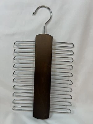Wood Tie Rack Holder Wooden Necktie Belt Hanger Rotate Organizer Storage Racks - Image 1 of 2