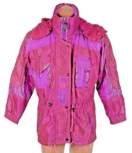 KAELIN SOLAR POWER Womens Vintage Size 12 80's 90's Metallic/Pink Zip SKI Jacket - Picture 1 of 13