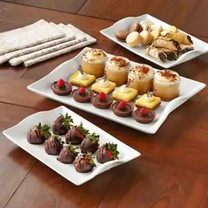 Over and Back, 3 Pc - White Porcelain Serving Tray Set, Dinnerware Serveware - Picture 1 of 3