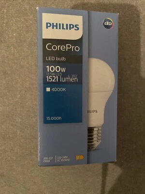 Philips CorePro 12.5W LED E27 Cool White 4000K Frosted Bulb 1521L, Bulk, New - Image 1 of 4