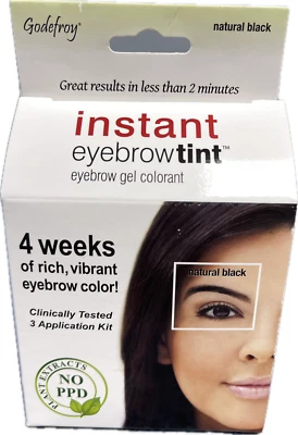 Godefroy Instant Eyebrow Tint 6 Weeks of Rich Vibrant Color - Natural Black NIB - Image 1 of 4