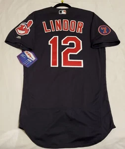 AUTHENTIC MAJESTIC FRANCISCO LINDOR 44 LARGE CLEVELAND INDIANS FLEX BASE Trikot - Bild 1 von 1