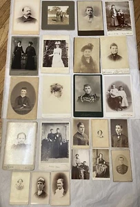 Lot of 23 Antique Mid to Late 1800s Cabinet Card Photos Women, Men & Children - Picture 1 of 11