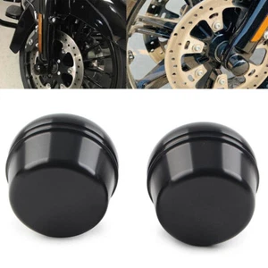 2x Copri Dado Assale Anteriore per Harley Electra Glide Classic Nero - Foto 1 di 5