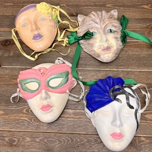 Hanging Ceramic Wall Mask Cat &Lady Vintage Home Decor - Picture 1 of 11