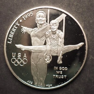 1995 gymnastics Commemorative SILVER Dollar FREE SHIPPING CC277 - Picture 1 of 2