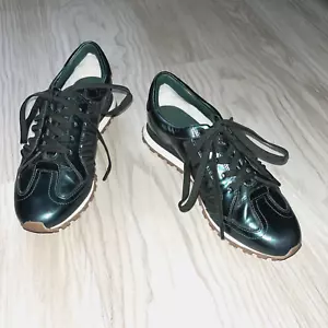Scarpe sneakers stringate sportive nuove con scatola ~ Tory Burch ~ Toty Sport ~ verdi metallizzate taglia 8 - Foto 1 di 10